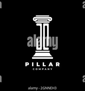 JQ Monogram Logo Letter Pillars shape lawyer style vector, law firm company isolated in black background Stock Vector