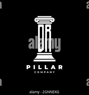 DR Monogram Logo Letter Pillars shape lawyer style vector, law firm company isolated in black background Stock Vector