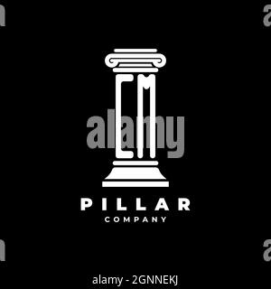CM Monogram Logo Letter Pillars shape lawyer style vector, law firm company isolated in black background Stock Vector