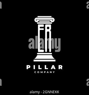 ER Monogram Logo Letter Pillars shape lawyer style vector, law firm company isolated in black background Stock Vector