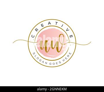 UW Feminine logo beauty monogram and elegant logo design, handwriting logo of initial signature, wedding, fashion, floral and botanical with creative Stock Vector