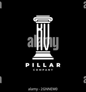 KV Monogram Logo Letter Pillars shape lawyer style vector, law firm company isolated in black background Stock Vector