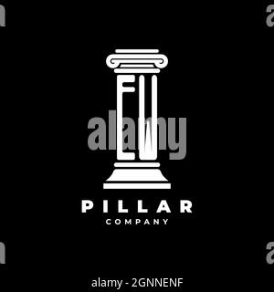 EW Monogram Logo Letter Pillars shape lawyer style vector, law firm company isolated in black background Stock Vector