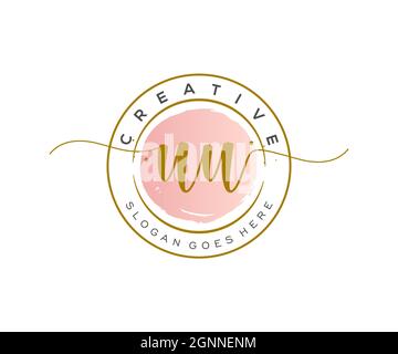 UU Feminine logo beauty monogram and elegant logo design, handwriting logo of initial signature, wedding, fashion, floral and botanical with creative Stock Vector