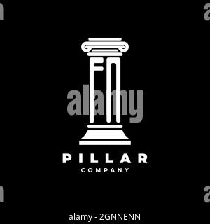 FN Monogram Logo Letter Pillars shape lawyer style vector, law firm company isolated in black background Stock Vector