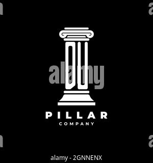 DU Monogram Logo Letter Pillars shape lawyer style vector, law firm company isolated in black background Stock Vector
