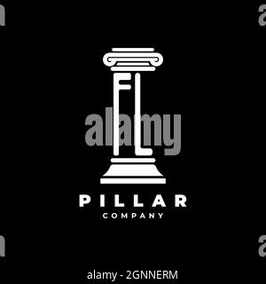 FL Monogram Logo Letter Pillars shape lawyer style vector, law firm company isolated in black background Stock Vector