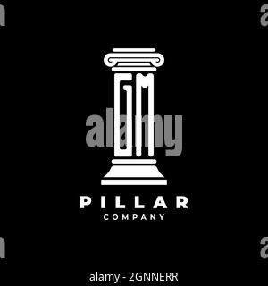GM Monogram Logo Letter Pillars shape lawyer style vector, law firm company isolated in black background Stock Vector