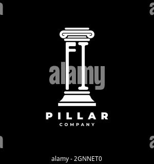 FI Monogram Logo Letter Pillars shape lawyer style vector, law firm company isolated in black background Stock Vector