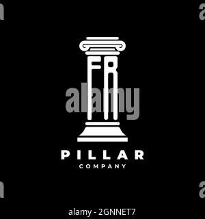 FR Monogram Logo Letter Pillars shape lawyer style vector, law firm company isolated in black background Stock Vector
