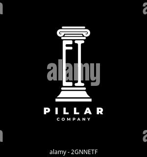 EI Monogram Logo Letter Pillars shape lawyer style vector, law firm company isolated in black background Stock Vector