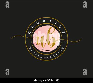 UB Feminine logo beauty monogram and elegant logo design, handwriting logo of initial signature, wedding, fashion, floral and botanical with creative Stock Vector