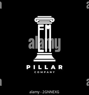 EM Monogram Logo Letter Pillars shape lawyer style vector, law firm company isolated in black background Stock Vector