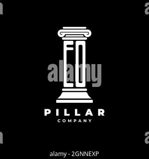 EO Monogram Logo Letter Pillars shape lawyer style vector, law firm company isolated in black background Stock Vector
