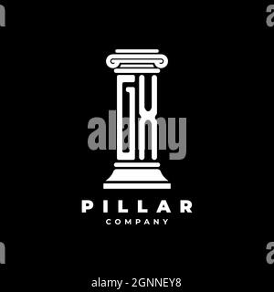 GX Monogram Logo Letter Pillars shape lawyer style vector, law firm company isolated in black background Stock Vector