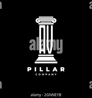 AV Monogram Logo Letter Pillars shape lawyer style vector, law firm company isolated in black background Stock Vector