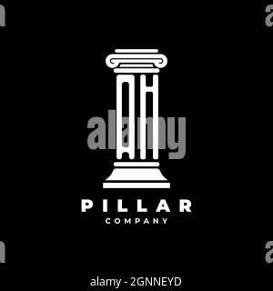 AH Monogram Logo Letter Pillars shape lawyer style vector, law firm company isolated in black background Stock Vector