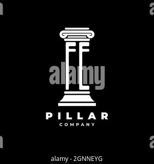 FE Monogram Logo Letter Pillars shape lawyer style vector, law firm company isolated in black background Stock Vector