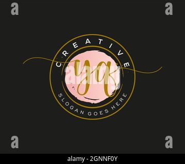 YQ Feminine logo beauty monogram and elegant logo design, handwriting logo of initial signature, wedding, fashion, floral and botanical with creative Stock Vector