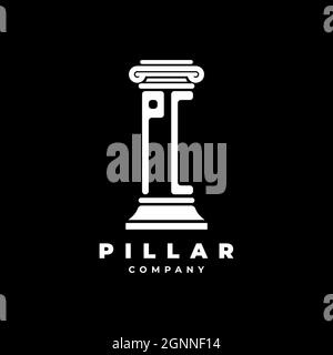 PC Monogram Logo Letter Pillars shape lawyer style vector, law firm company isolated in black background Stock Vector