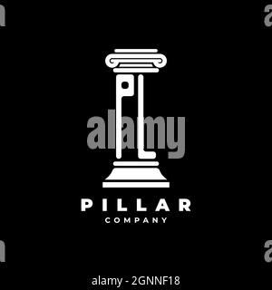 PL Monogram Logo Letter Pillars shape lawyer style vector, law firm company isolated in black background Stock Vector