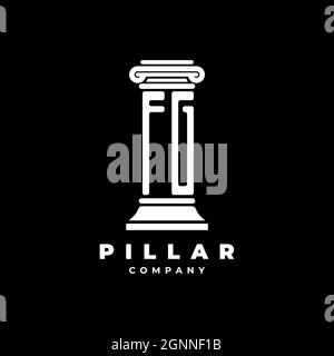 FG Monogram Logo Letter Pillars shape lawyer style vector, law firm company isolated in black background Stock Vector