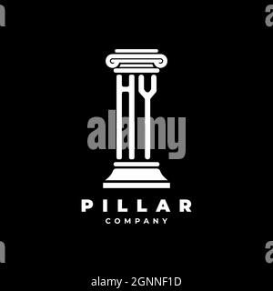 HY Monogram Logo Letter Pillars shape lawyer style vector, law firm company isolated in black background Stock Vector