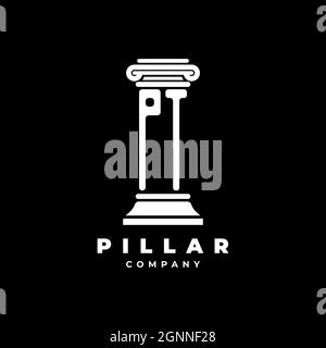 PT Monogram Logo Letter Pillars shape lawyer style vector, law firm company isolated in black background Stock Vector