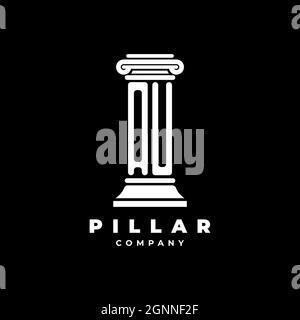 AU Monogram Logo Letter Pillars shape lawyer style vector, law firm company isolated in black background Stock Vector