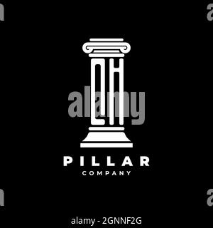QH Monogram Logo Letter Pillars shape lawyer style vector, law firm company isolated in black background Stock Vector