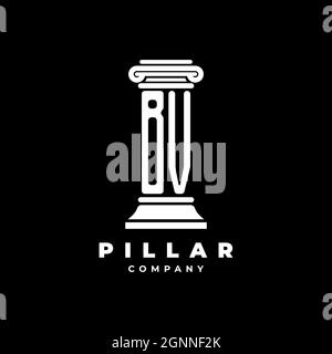 BV Monogram Logo Letter Pillars shape lawyer style vector, law firm company isolated in black background Stock Vector