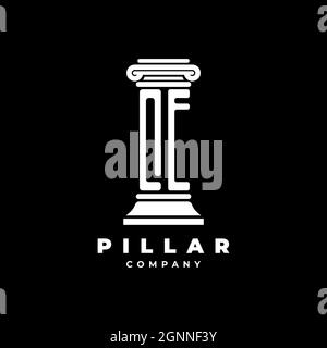 QE Monogram Logo Letter Pillars shape lawyer style vector, law firm company isolated in black background Stock Vector