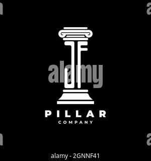 JF Monogram Logo Letter Pillars shape lawyer style vector, law firm company isolated in black background Stock Vector