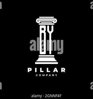 BY Monogram Logo Letter Pillars shape lawyer style vector, law firm company isolated in black background Stock Vector