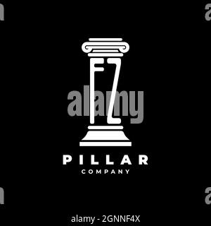 FZ Monogram Logo Letter Pillars shape lawyer style vector, law firm company isolated in black background Stock Vector