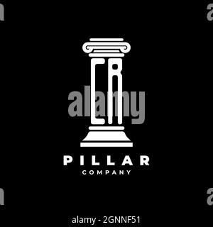 CR Monogram Logo Letter Pillars shape lawyer style vector, law firm company isolated in black background Stock Vector