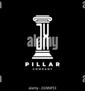 JX Monogram Logo Letter Pillars shape lawyer style vector, law firm company isolated in black background Stock Vector