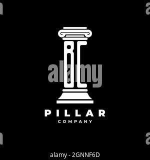 BC Monogram Logo Letter Pillars shape lawyer style vector, law firm company isolated in black background Stock Vector