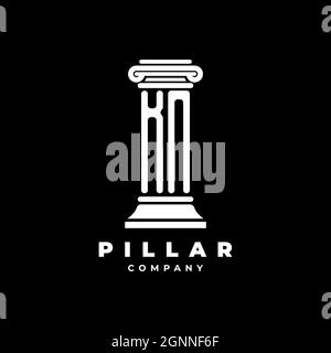 KN Monogram Logo Letter Pillars shape lawyer style vector, law firm company isolated in black background Stock Vector