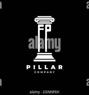FP Monogram Logo Letter Pillars shape lawyer style vector, law firm company isolated in black background Stock Vector