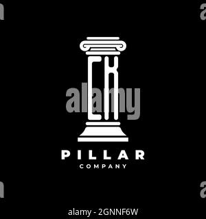 CK Monogram Logo Letter Pillars shape lawyer style vector, law firm company isolated in black background Stock Vector