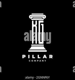 KG Monogram Logo Letter Pillars shape lawyer style vector, law firm company isolated in black background Stock Vector