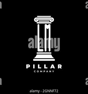 LM Monogram Logo Letter Pillars shape lawyer style vector, law firm company isolated in black background Stock Vector