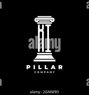 KI Monogram Logo Letter Pillars shape lawyer style vector, law firm company isolated in black background Stock Vector