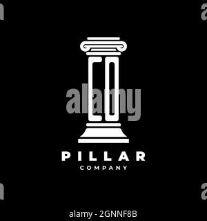 CO Monogram Logo Letter Pillars shape lawyer style vector, law firm company isolated in black background Stock Vector