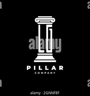 LG Monogram Logo Letter Pillars shape lawyer style vector, law firm company isolated in black background Stock Vector