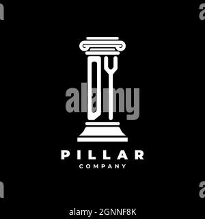 DY Monogram Logo Letter Pillars shape lawyer style vector, law firm company isolated in black background Stock Vector