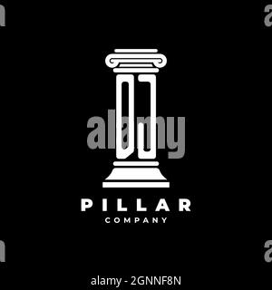 DJ Monogram Logo Letter Pillars shape lawyer style vector, law firm company isolated in black background Stock Vector