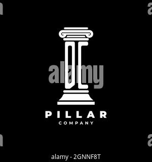 DC Monogram Logo Letter Pillars shape lawyer style vector, law firm company isolated in black background Stock Vector