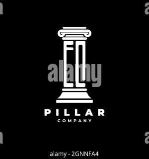 EQ Monogram Logo Letter Pillars shape lawyer style vector, law firm company isolated in black background Stock Vector